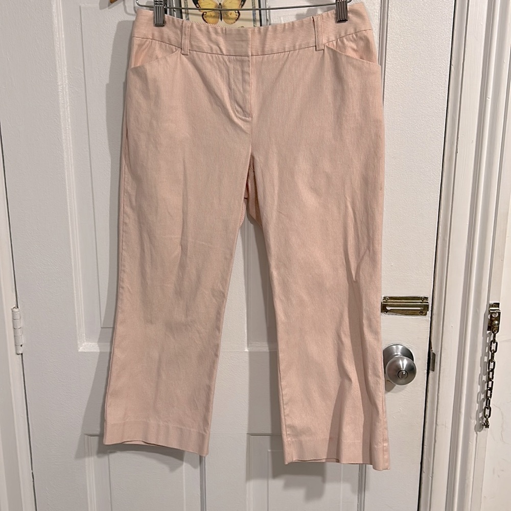 Pale red pin striped pants